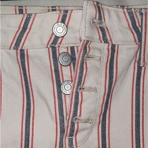 Old navy Mid-Rise White Blue Stripe Button-Fly Shorts for Women 5" Size 8 NWT
